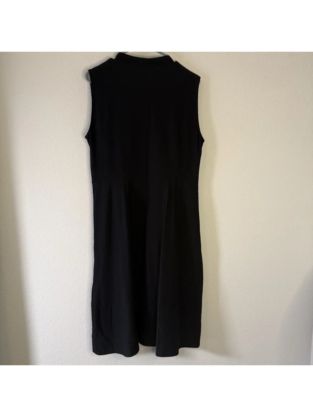 Eileen Fisher Women XL Black Wrap Surplice Sleeveless Dress Made USA Stretch